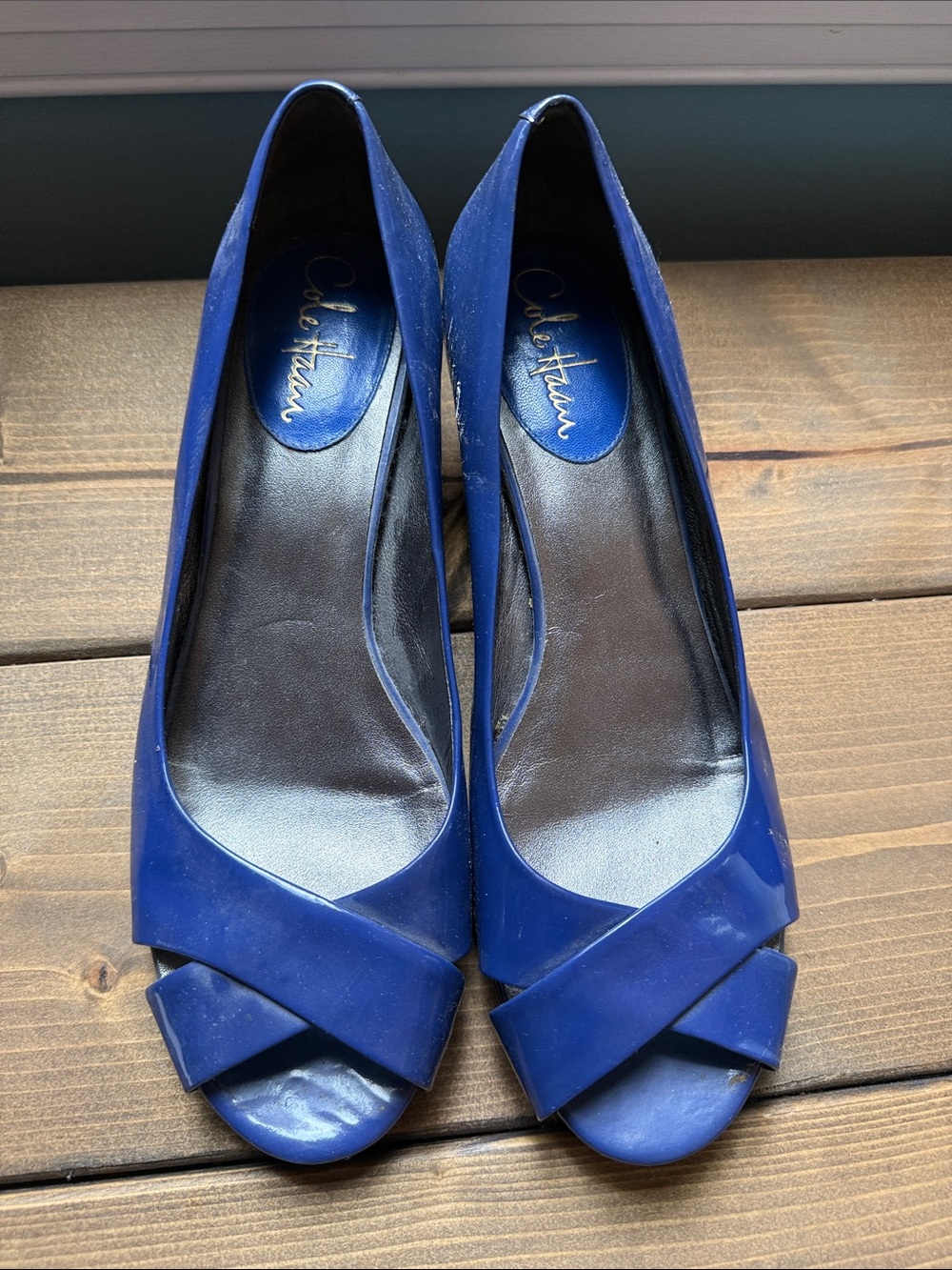 Cole Haan Royal Blue Peep-Toe Flats